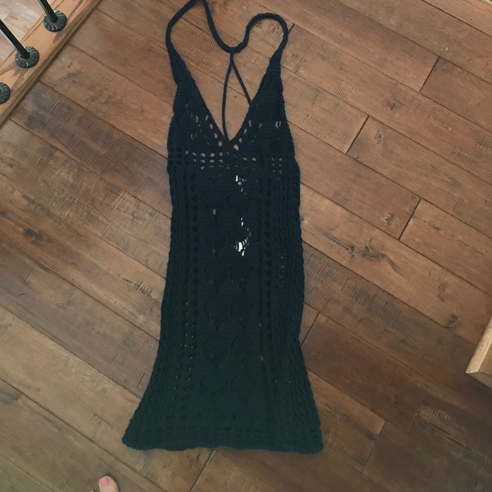 Navy Crochet Coverup Dress